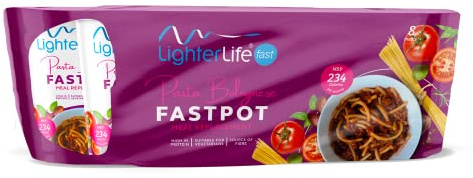 LighterLife Pasta Bolognese FastPot, High Protein Meal Replacement with up to 33% of RDA Vitamins and Minerals, Tray of 8 x 62gram Servings