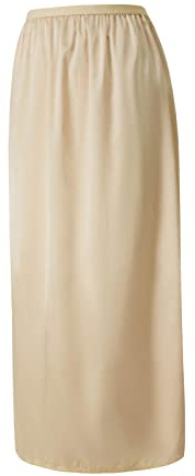 Geagodelia Jupon de Fond sous Robe Longue Femme Taille Elastique, Satin (Champagne, L)