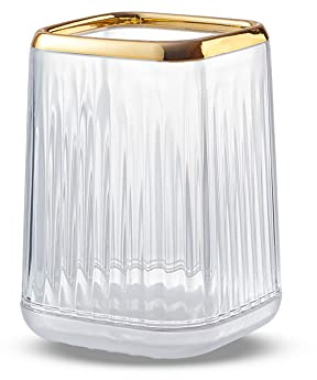 Makeup Brush Cup Holder Organizer for Vanity, Acrylic Clear Make Up Brushes Holders Container Storage with 3 Colors Available, Pen Pencil Holder Cosmetic Cup for Office Desktop Bathroom Countertop