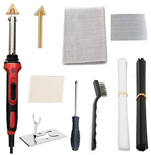 Saldatore per Plastica, Plastica Saldatrice Kit,Saldatore Kit di Riparazione con Rete di Rinforzo, Spazzola Metallica, Supporto Ferro Caldo e Aste, Kit di Riparazione per Saldatura riparazioni Auto
