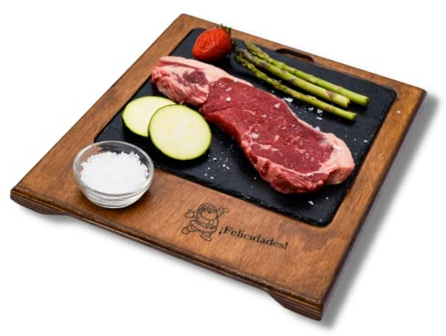 Plato de Pizarra de 20x20 Personalizado promoción 5 Unidades con Base de Madera