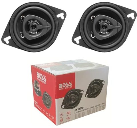 KIT SET FOR BOSS AUDIO SYSTEMS CH3220B 2 black 2-way coaxial speakers 8.9cm 89mm 3.5 diameter 70 watt rms and 140 watt max, 4 ohms, rubber bezel, pair