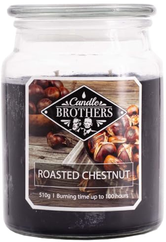 Candle Brothers Große Duftkerze im Glas | Roasted Chestnut | 2-Docht Kerze im Glas | Duftkerze Sandelholz | Kerze lange Brenndauer (100h) | Kerzen Schwarz (510g)