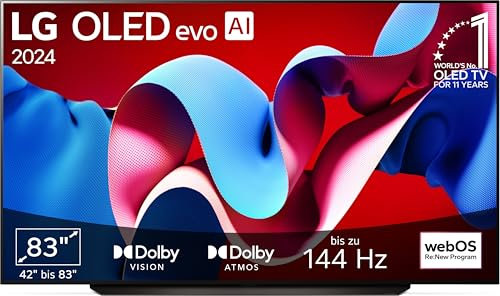 LG OLED83C47LA TV 83 (210 cm) OLED evo Fernseher (α9 Gen7 4K AI-Prozessor, webOS 24, Dolby Vision, bis zu 120Hz) [Modelljahr 2024]