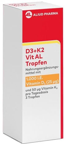 D3 + K2 DuoProtect Vit AL 1000 I.E. / 50 µg Tropfen, 11,5 ml: Vitamin D für normale Funktion von Immunsystem & Muskeln, Vitamin K + Vitamin D für Erhalt normaler Knochen, Nahrungsergänzungsmittel