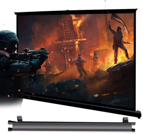 ZYXQQJ Schermo per Proiettore da 40 50 60 72 Schermo per Proiezione di Film Telo di Proiezione Avvolgibile Manuale, Formato 16:9, Antirughe(16:9,40inch)