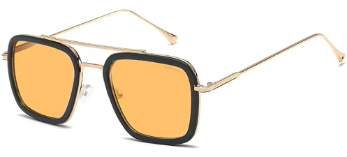 SHEEN KELLY Occhiali da sole quadrati retrò per uomini Donne Telaio in metallo Sunglasses Gradiente Grey Lens