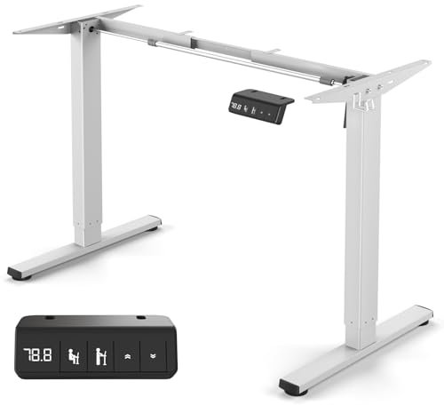 Xyndyx Höhenverstellbarer Schreibtisch Elektrisch Tischgestell, Höhenverstellbar Schreibtisch Gestell mit leistungsstarkem Motor, Memory-Steuerung und Antikollisionsfunktio, 1 Motoren, Weiß