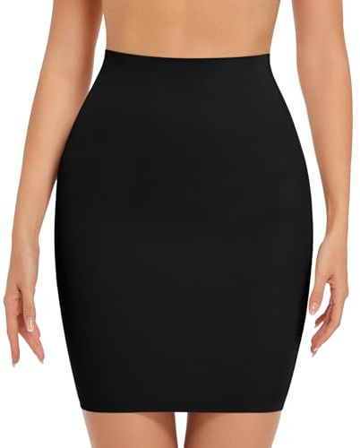 ONEW Shapewear Dress Slip Shaping Half Slips Under Dress Tummy Control Slimming Slip Body Shaper Seamless Underwear for Women Black M