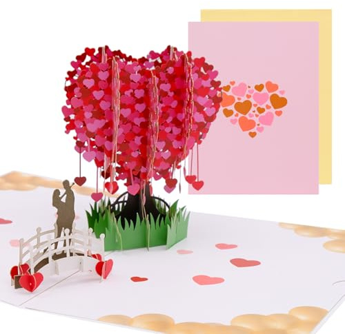 JJYHEHOT Tarjeta 3D para San Valentín, Tarjeta Cumpleaños Pop-up, Tarjeta Desplegable, 3D Árbol del Amor Tarjeta para San Valentín, Amigo, Novias, Aniversario, Regalo Aniversario Pareja