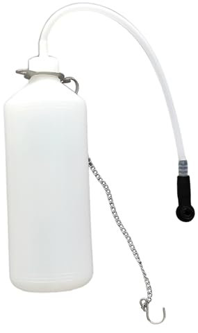 Angelluck Depósito de líquido de frenos de 1 litro, botella de purga de frenos con manguera de 60 cm y adaptador universal de goma para dispositivo de purga de frenos