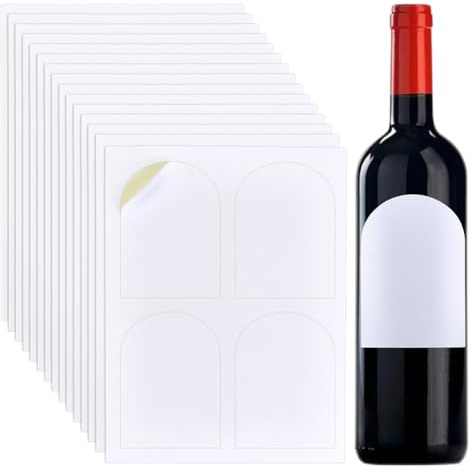 PH PandaHall 80pcs Arched Wine Bottle Labels, Printable Blank Bottle Labels Adhesive Wine Stickers All Purpose Labels for Jar Tins Sealing DIY Wedding Anniversary Cocktail Party, 4.7x3.5 Inch