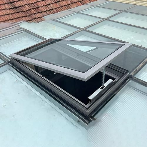 Claraboya automática con control remoto, Ventana de Techo con sensor de lluvia, se cierra automáticamente en días lluviosos, para pasillo, solárium, escalera, garaje, personalizable(60x100cm/23.6x39.4