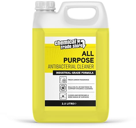 Chemical Trade Store - Antibacterial All Purpose Cleaner Lemon - Industrial Strength Multi-Surface Disinfectant for Kitchens, Bathrooms, Worktops, Tiles & More - 2.5L