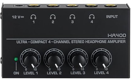DC 12V 4-CH Stereo Cuffia Audio Amplificatore con 6.35MM Uscite Lossless Sound Controllo del Volume Indipendente
