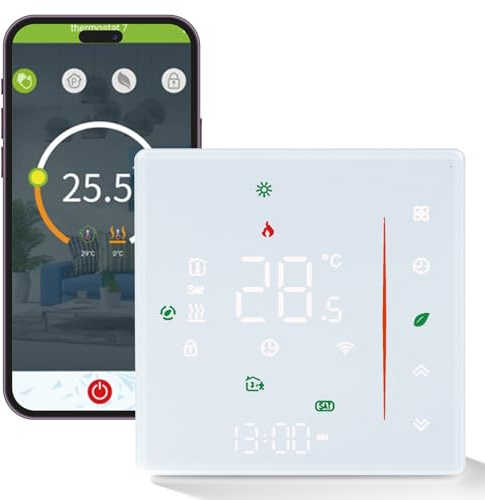 Wattive Termostato Calefaccion WiFi para Suelo Radiante, Termostato WiFi Programable para Calefacción por Suelo Radiante Agua, Controlable por Voz Compatible con Alexa, Google Home, y Smart Life