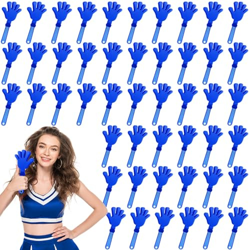 Junkin 48 Pcs Hand Clappers Bulk Plastic NoiseMakers, Blue