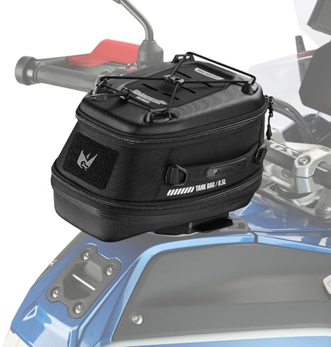 Rhinowalk Borsa da Serbatoio per Moto 5L-6,5L con Forte Sgancio Rapido Magnetico Borsa da Serbatoio Magnetica con Copertura Antipioggia adatta per Harley Davidson, Indian, Honda, Yamaha, Suzuki e