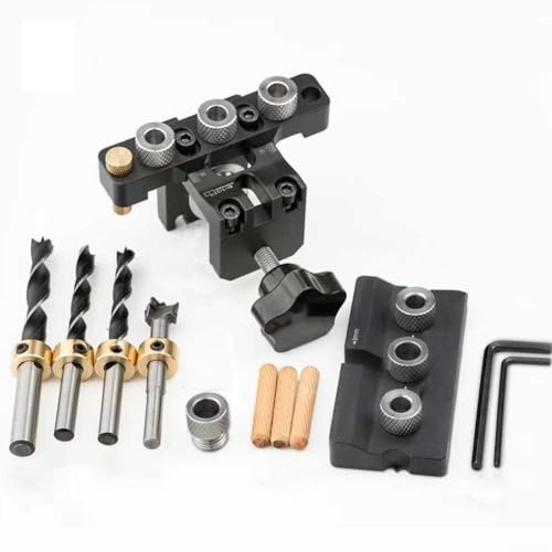 Strumento guida per trapano per legno 3 in 1 con scala incisa per un accurato controllo della profondità e un serraggio sicuro fino a 38 mm, argento (set B)