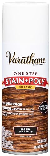 Varathane 243870 Oil-Based One Step Stain + Poly Spray, 12 oz, Dark Walnut