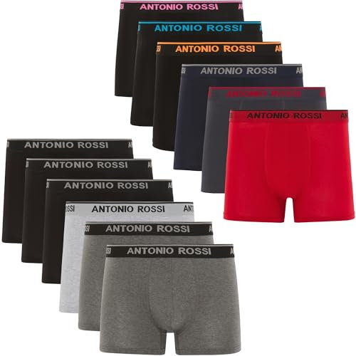 ANTONIO ROSSI Herren (12er-pack) Herren-boxer-hipster Fitted Boxer Hipsters, Dunkel Sortiert, XXL EU