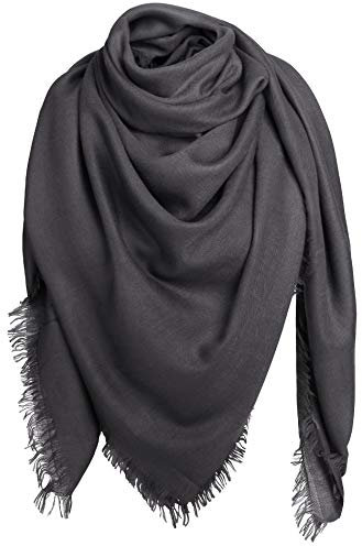 Superora Damen Halstuch Schultertuch Schal Scarf Stola Quadratischer Deckenschal mit Fransen 140 * 140cm