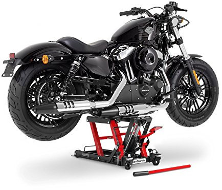 Motorrad Hebebühne L kompatibel mit Chopper/Custombike rot-sw Scherenheber CB10971