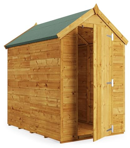 BillyOh 6x4 Storer Apex Log Cabin Wooden Garden Shed, Tongue & Groove Garden Storage Shed with Floor, Roof, & Felt, Wide Single Door, Durable European Timber, Versatile Wood Outdoor Storage Building