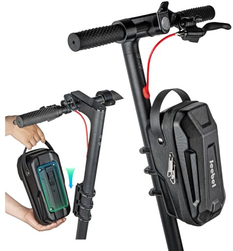 Jeebel Bolsa para Patinete Eléctrico 3/4/5L Bolsa de Manillar Impermeable de Gran Capacidad con Soporte Fijación Rápido - Estuche Frontal Universal EVA para Patinete Xiaomi, Sedway, Ninebot (3 L)