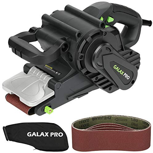 GALAX PRO 1010W Belt Sander, 120-380 RPM Variable Speed Settings, Dust Bag，5 Sanding Belts(76x533 MM)