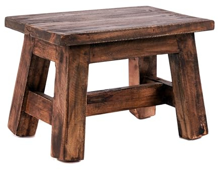 DESIGN DELIGHTS Holz HOCKER Monte | 30x20x21 cm (BxTxH), Mahagoni Massivholz | Rustikaler Blumenhocker, Pflanzenhocker, Beistellhocker, Dekohocker, Schemel | Farbe: 02 Hellbraun
