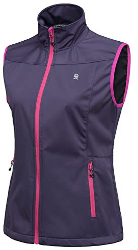 Little Donkey Andy Women's Lightweight Softshell Vest, Windproof Sleeveless Jacket for Running Hiking Travel, Purple M
