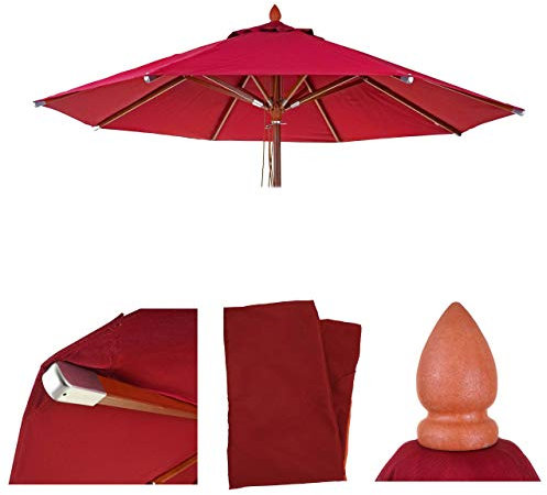 Mendler Ersatz-Bezug für Gastronomie Holz-Sonnenschirm HWC-C57, Sonnenschirmbezug, rund Ø4m Polyester 3kg - Bordeaux