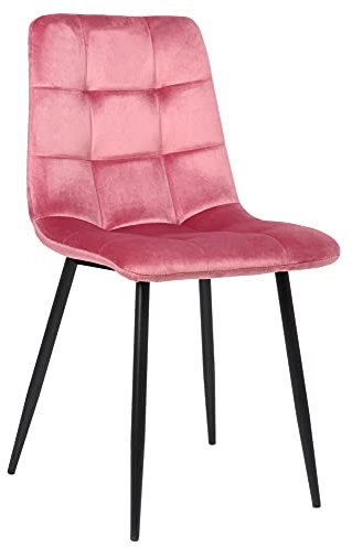 CLP Esszimmerstuhl Tilde I Samt I Stoff I Gesteppt I Mit Bodenschonern, Farbe:pink, Material:Samt