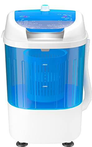 GYMAX Mini Lavatrice Portatile Con Centrifuga, Semi-Automatica da Campeggio, Capacità 2 kg, Micro da Viaggio Con Timer, a Vasca Singola, 37 x 35 x 51 cm