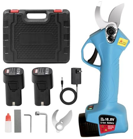 Bostar Tijera de Podar Electricas Cortador Eléctrico de Ramas Inalámbrica Profesional 16.8V Fuerte Hoja de Acero Dentro de 25MM para árboles Jardín (Azul Claro)