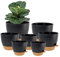 SUN-E Macetas autorriego de 7 Piezas 20.32+19.05+17.78+16.51+15.24+13.97+12.7CM, macetas de plástico Negro para Todas Las Plantas de Interior, suculentas, violetas africanas, Flores y Cactus
