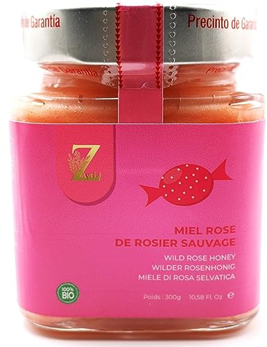 Miel Rose de Rosier Sauvage de Russie 300g- 100% Naturel, Récolté dans la Région région D'altaï, un miel Rare et unique