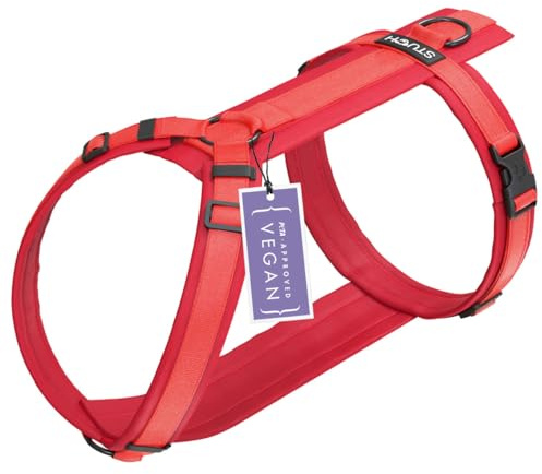 STUCH Y-Hundegeschirr gepolstert & verstellbar – formstabiles, Robustes Nylon Geschirr für kleine & große Hunde – 100% Vegan & PETA Zertifiziert (Rot, M)