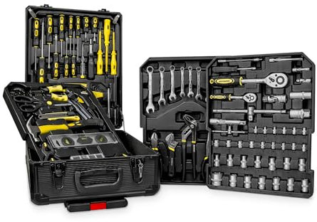 Wintem - Trolley Porta Attrezzi CraftyCart 699 Pezzi con Vassoi Organizzativi e Manico Telescopico, Cassetta Compatta per Uso Professionale e Domestico, Utensili in Acciaio Resistenti(Rosso)