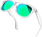KANASTAL Polarisiert Sonnenbrille Herren und Damen Retro Klassische Rectangular Sonnenbrille UV400 Schutz für Fahren Wandern Golf Angeln, Transparent Rahmen Grün Gläser