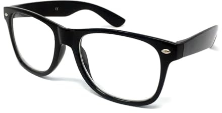 WS UK Kids Clear Lens Glasses with UV400 Protection - Unisex (Black)