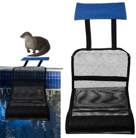 Rampa di salvataggio degli animali, in tessuto Oxford, scala di salvataggio per animali domestici, scala per fuga d'acqua, rete di fuga per piscina, per piscina invernale, 28 x 15 x 8 cm, blu