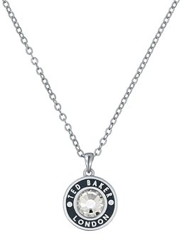 Ted Baker Cherlie Crystal Button Pendant Necklace For Women (Silver/Black & Crystal)