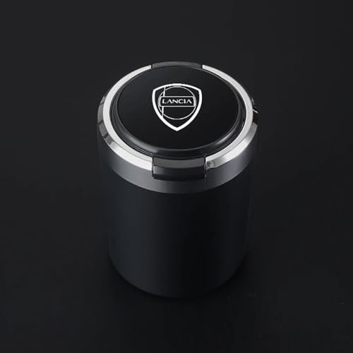 ztpato Posacenere Auto, per Lancia ypsilon Delta musa Nera thema Auto Logo Portatile Senza Fumo con Coperchio Car Portacenere Rimovibile Auto Interni Accessori,A-Black