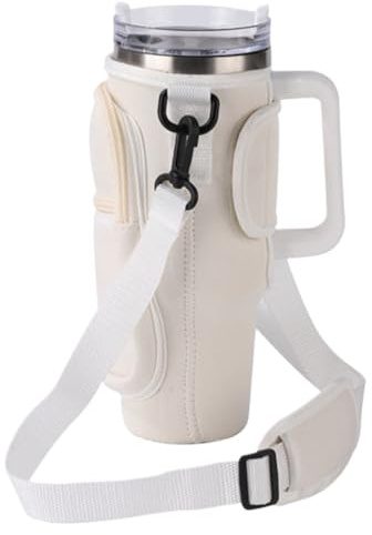 KOLZEMV portabotellas Bolsa de Botella de Agua para Stanley Cup, Funda de Botella de Agua de Moda con Correa y Bolsillo para Teléfono Funda Termica Botella Agua para Vaso Stanley de 40 onzas