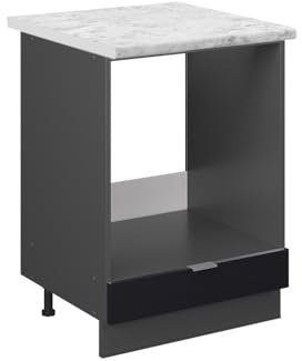 Vicco Herdumbauschrank Fame-Line, Schwarz gestreift, 60 cm, AP Marmor, zur Kombination mit weiteren Modulen der Fame-Line Serie