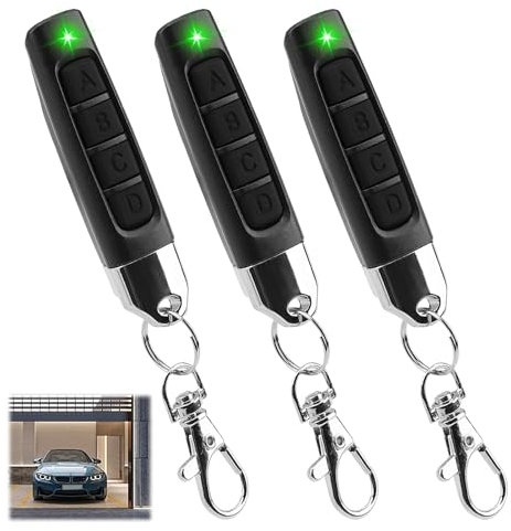 3pcs 433MHz Garage Door Opener Remote, 4 in 1 Remote Control Duplicator Garage Copy Remote Replacement Door Controller Wireless Cloning Key Fob for Electric Gates Alarms Home Automation Roller Shutter