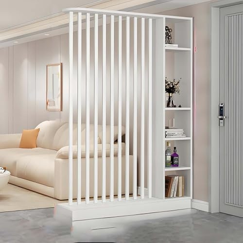 Paravento a colonna pavimento a soffitto,divisore per stanze,paravento per ingresso con colonna da pavimento a soffitto(con mensola di stoccaggio),divisore in listelli di legno per ingresso decorativo