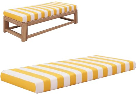 EXZFW Coussins pour Bancs de Jardin, Coussin de Banc Matelas de Sol Coussin Banc Coussin Banquette Exterieur Jardin Antidérapant Coussin Siège Assise Coussin pour Banc Mobilier,Jaune,120x45x3cm